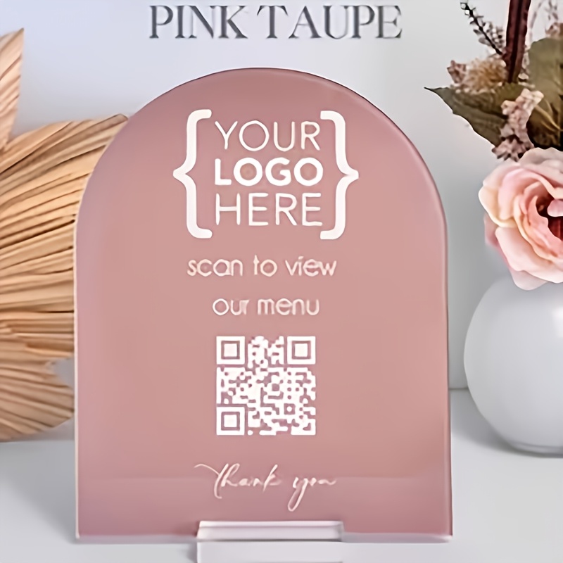 TEMU 2d Flat, Customizable Acrylic Display Signboards With Company Logos And Qr Codes, 2d Flat Design, Scan To Information, High-definition Qr Codes,