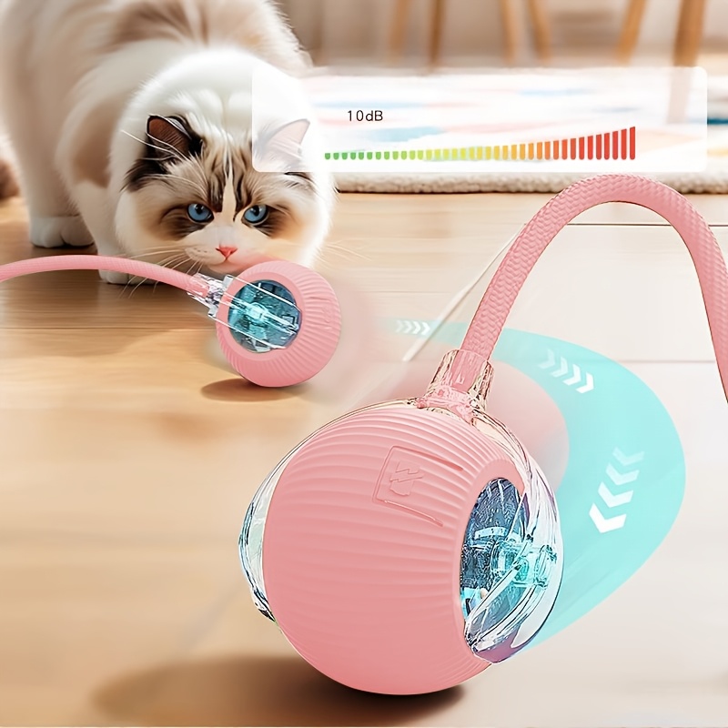 1 Cat Toy Ball with Tail Rope, Smart Rolling Ball, Automatic Cat Teaser Ball, Interactive Cat Toy Ball, Suitable for Indoor Exercise of Large, Medium, and Small Cats — Zaynora Luxury Marketplace