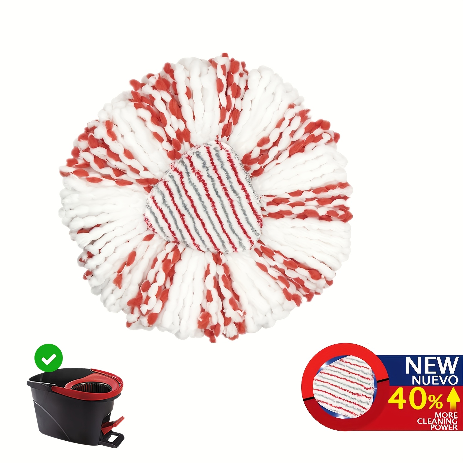 TEMU 1/2pcs Mop Heads, Compatible With Easywring 1 System Washable Mop Pad, Reusable Mop Cloth 360 Degree Mop Pad