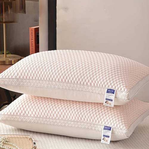 2 pack fiber cooling pillow breathable neck support pillow for sleep moisture wicking sweat absorbing home satin cover with zipper design medium firmness essential for sleeping