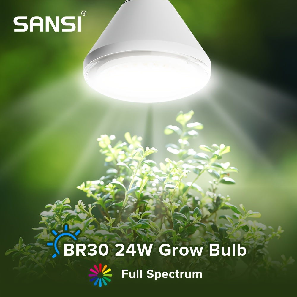 

Sansi 200w Led Grow Light Bulb, Br30 24w Full Grow Bulb With 120° Angle For Indoor Plants, 4000k Daylight White Plant Lights