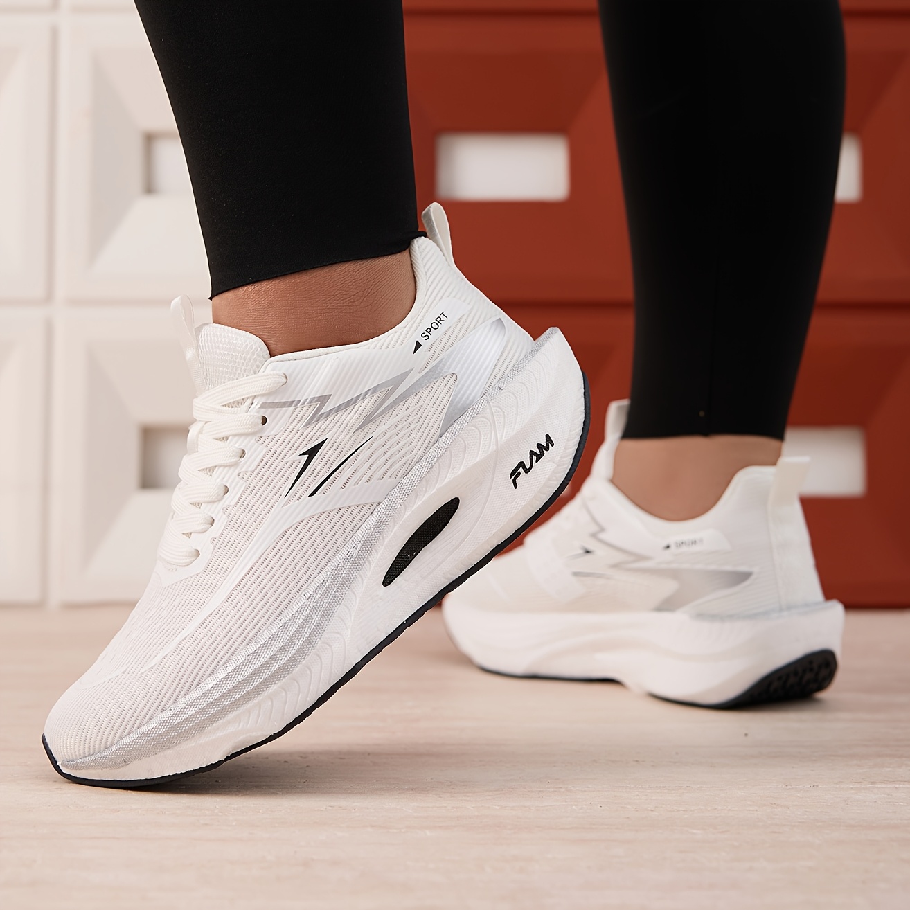 TEMU Mode Sneakers Dam Casual Lågskor Snörning Sneakers - Professionella Maratonlöparskor med Kolfiberplatteteknik - Lätta Dämpade Sneakers,