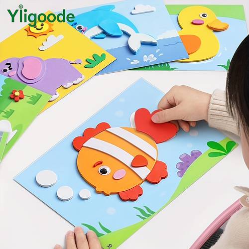 10pcs of childrens 3d stickers single use handmade eva craft decals animal shapes suitable for diy projects educational crafts 3d decals childrens educational toys