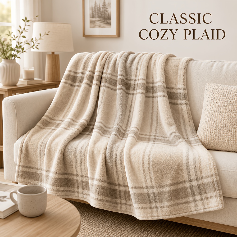 TEMU Nordic Oatmeal Flannel Blanket, Autumn/winter Warm Living Room Sofa Blanket, Bedroom Bed End Blanket, Nap Blanket For Air Conditioning Use