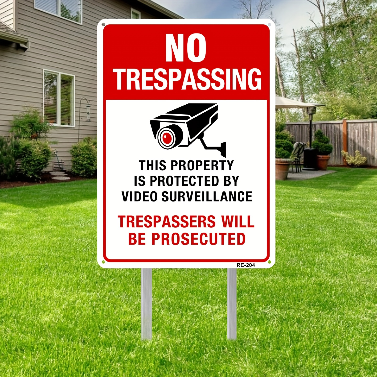 

1pc, No Trespassing Yard Signs No Trespassing No Loitering Sign For Yard Sign Yard Warning Signs For House Outdoor Business