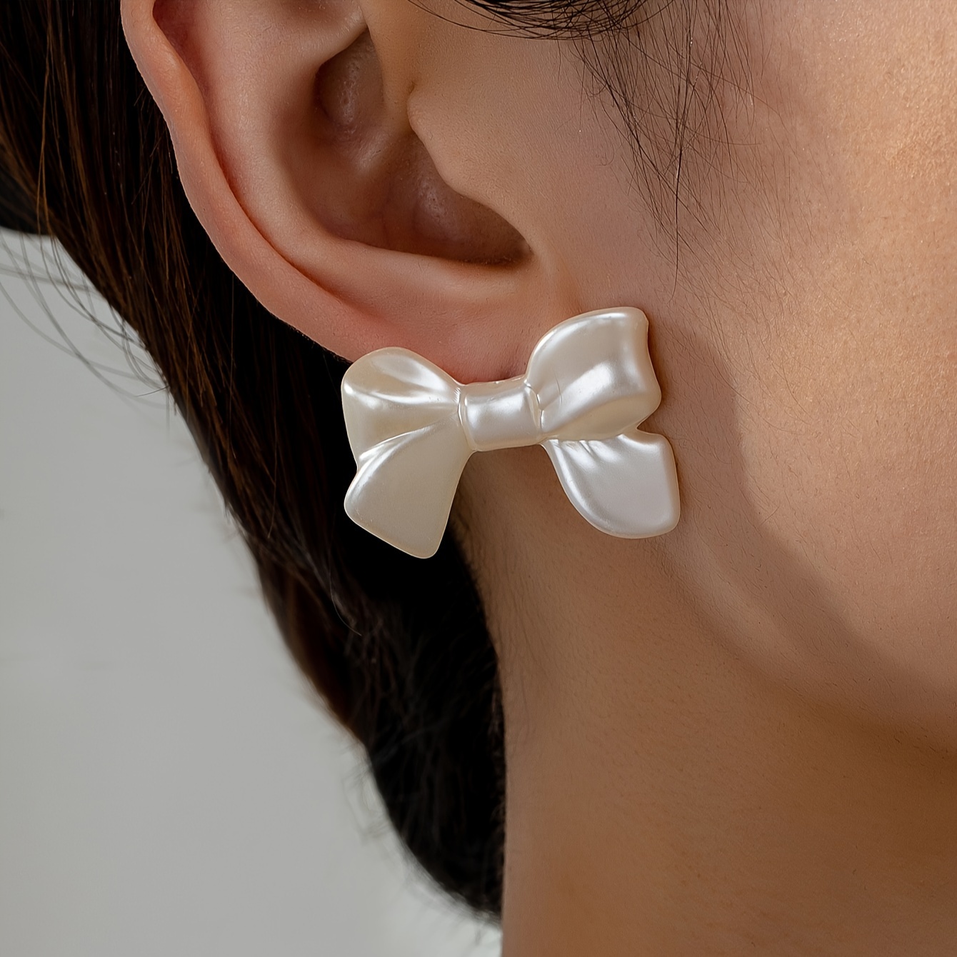 

Elegant Acrylic Bow Stud Earrings For Women - Chic & , Casual Attire