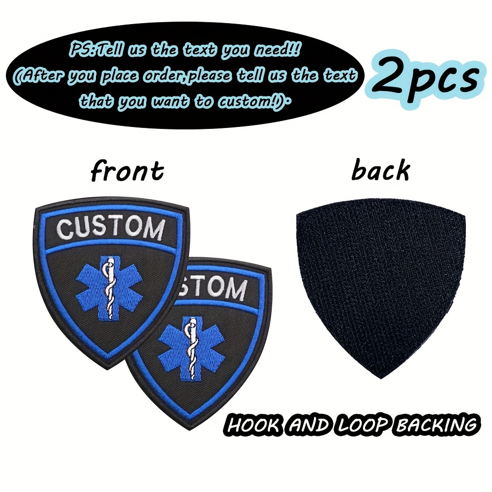 TEMU Custom 2pcs Tactical Medic Logo Embroidery Shield Shaped Armband With Hook Backing, 3 Patterns From Embrodiery, Personalized Your Text, Suitable