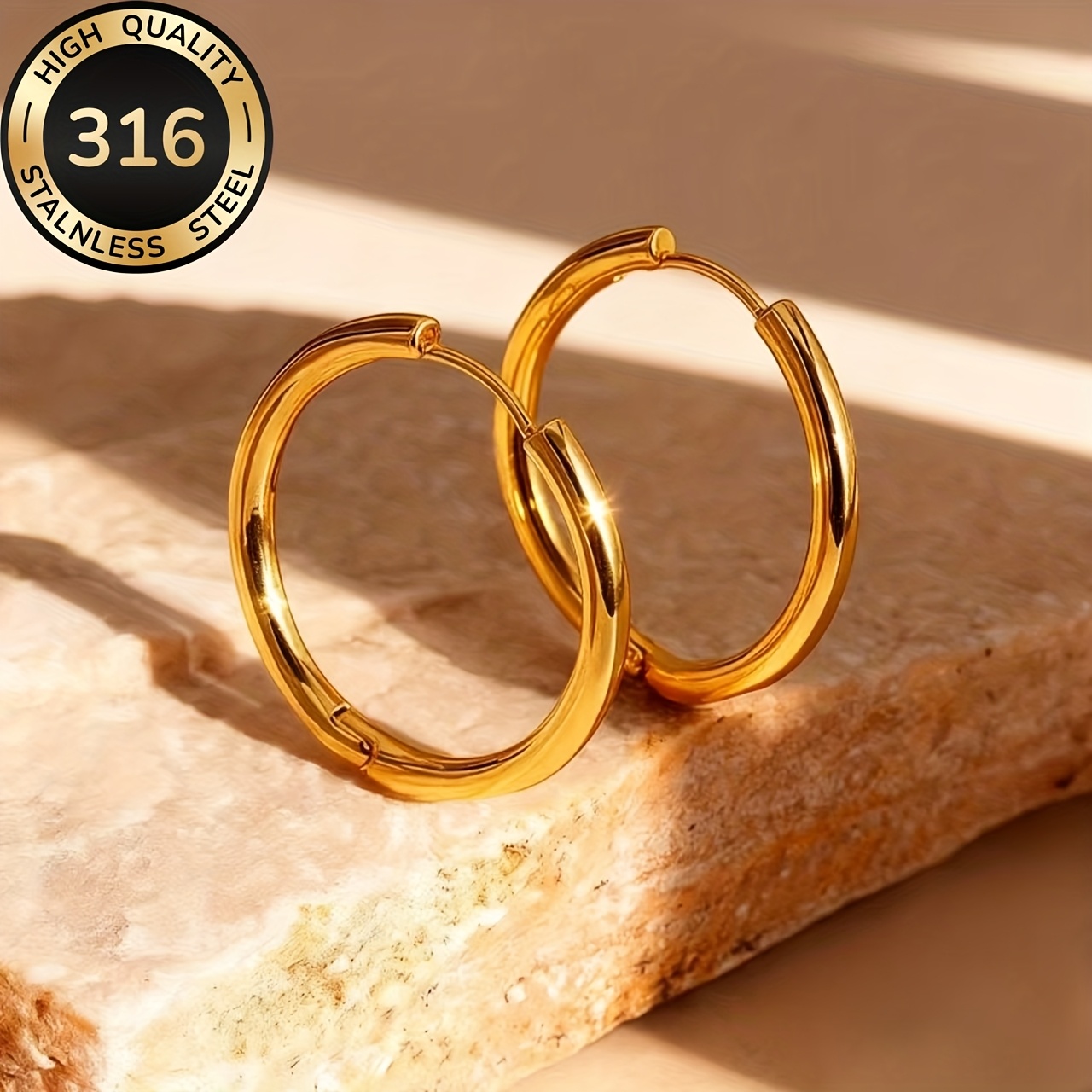 E-shop Hochwertige, hypoallergene goldene Edelstahl-Ohrschmuck, 18K vergoldet und lichtbeständig, bequem und vielseitig, einfach und elegant, geeignet