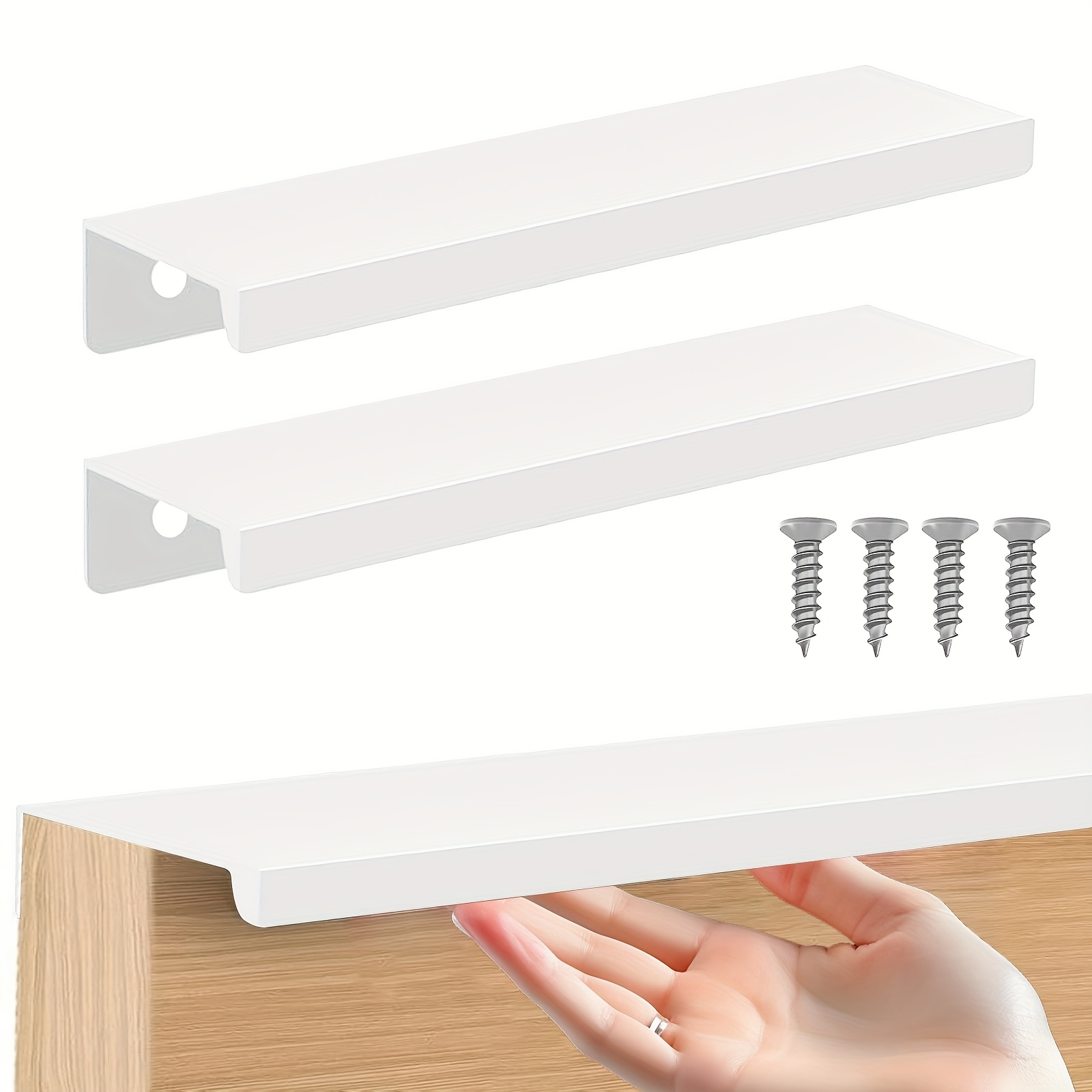 TEMU Ensemble de 2 poignées de meubles dissimulées, poignées de meuble de 120 mm, centre de trou de 96 mm, poignées discrètes pour , armoires et