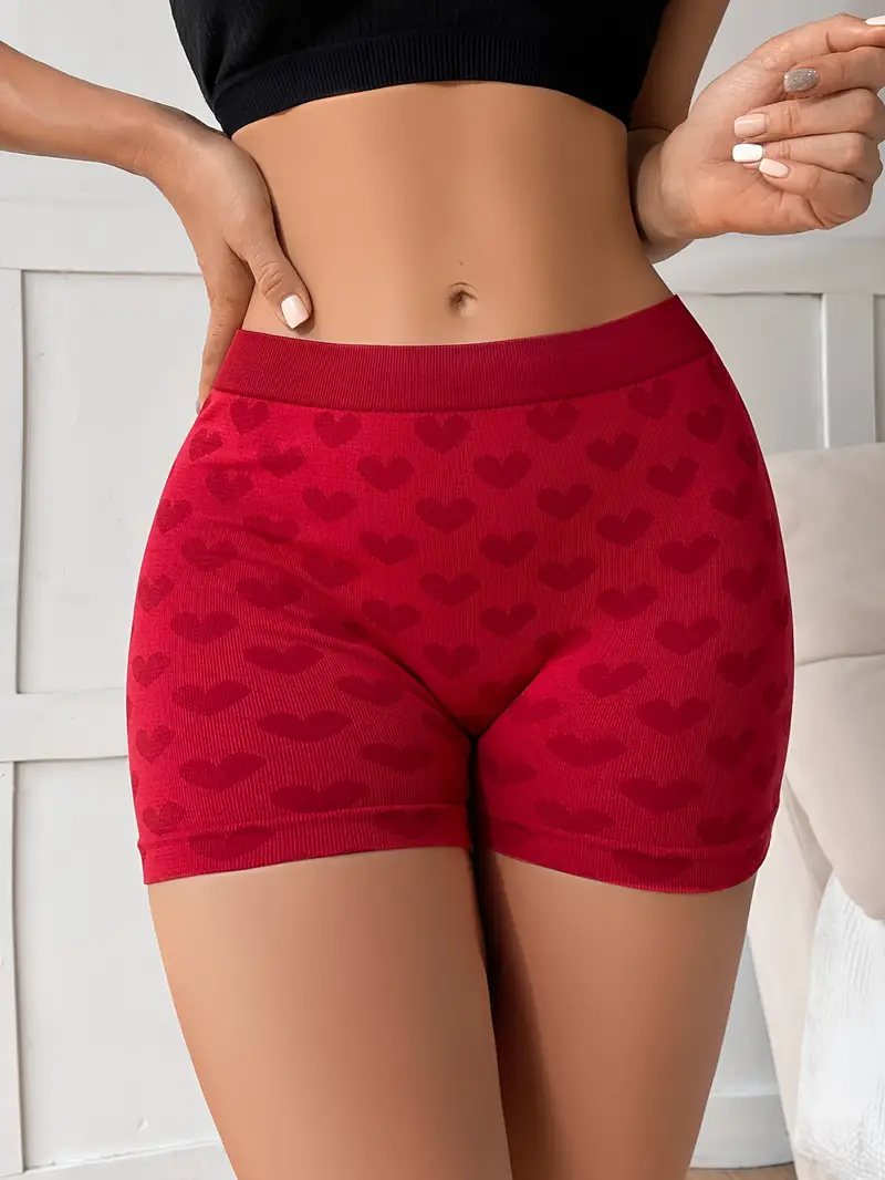 Heart Print Boyshort Panty Soft Comfort Seamless Valentine's - Temu