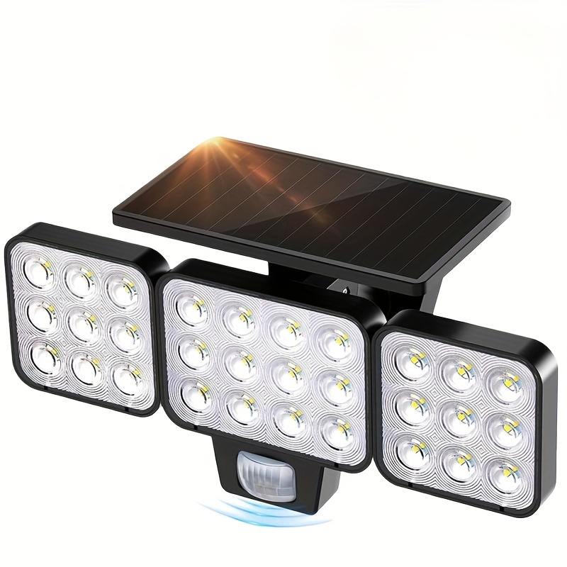 1/2 Pack 3 Head Motion Sensor Solar Lights Outdoor, 240leds 3 Linghting , 270° Wide Angle Solar Street Area Lights, Ipx5 Solar For Outdoor