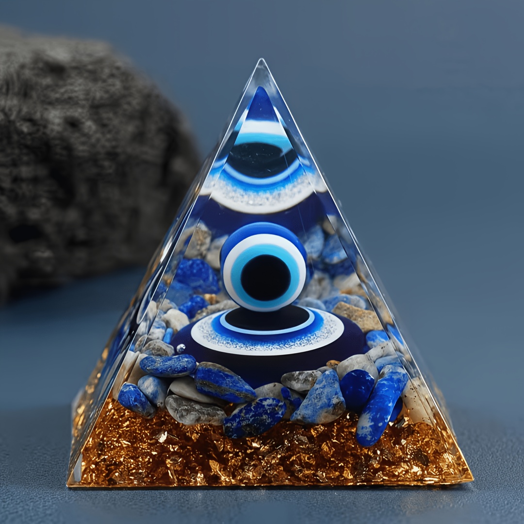 TEMU 1pc Evil Eye Orgone Pyramid, Home Decoration, Eyes Of The Devil, Interior Decoration Pyramid