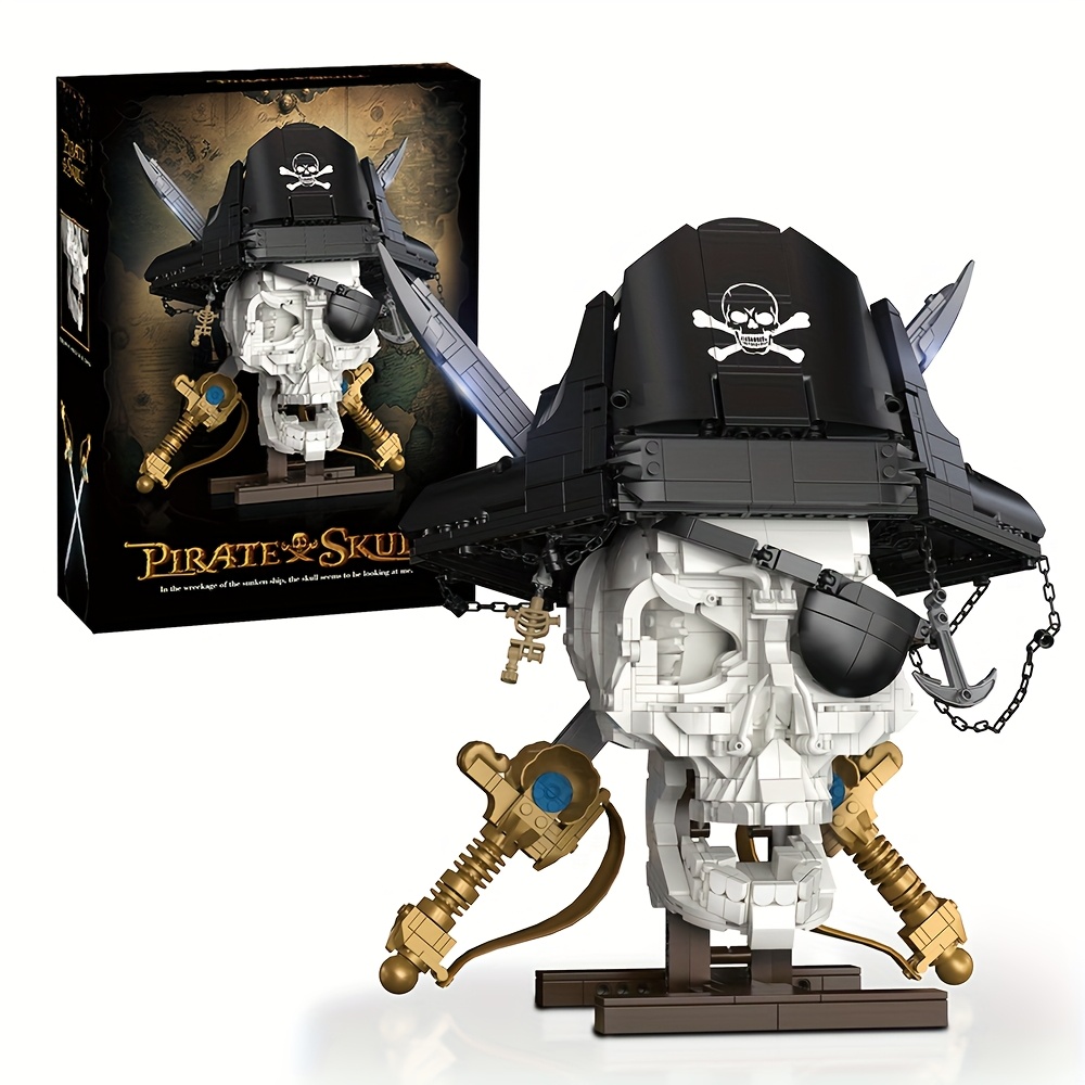 1160pcs pirate skull building block set with moving   removable hood large scale pirate ship model kit collectible display for s christmas gift for and complex assembly