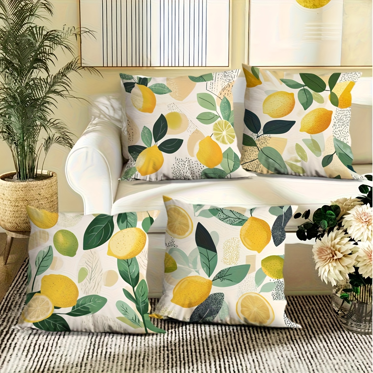 coastal lemon print outdoor cushion covers summer patio Temu