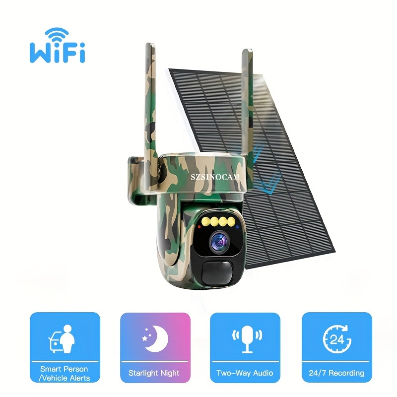 outdoor security camera solar panel 1080p 2k live Temu Philippines