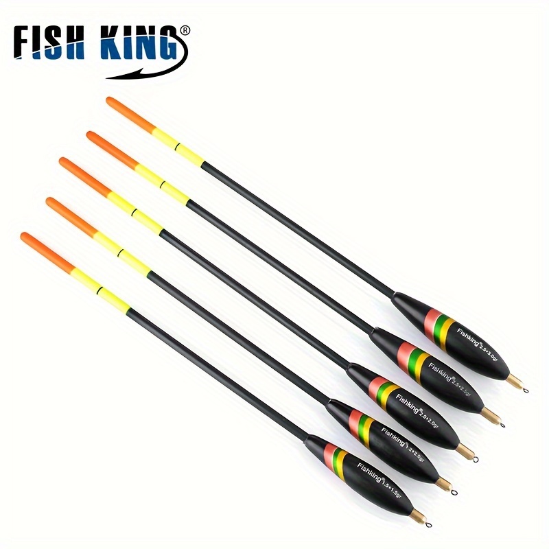 

Fishking Vertical Float Set Of 5 - Stream Fishing Long Range Wobblers, Mixed Weights, Valentine's Day & Christmas Gift, Wood & Pvc Construction, Carp Fishing Bobbers