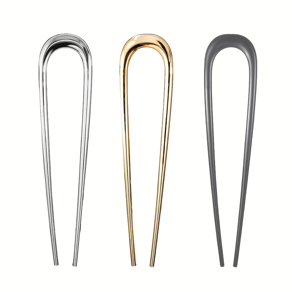 TEMU Ensemble de 3 pinces à cheveux torsadées de style français, pinces à cheveux de style français, pinces à cheveux de U de 14,2 cm, à cheveux en