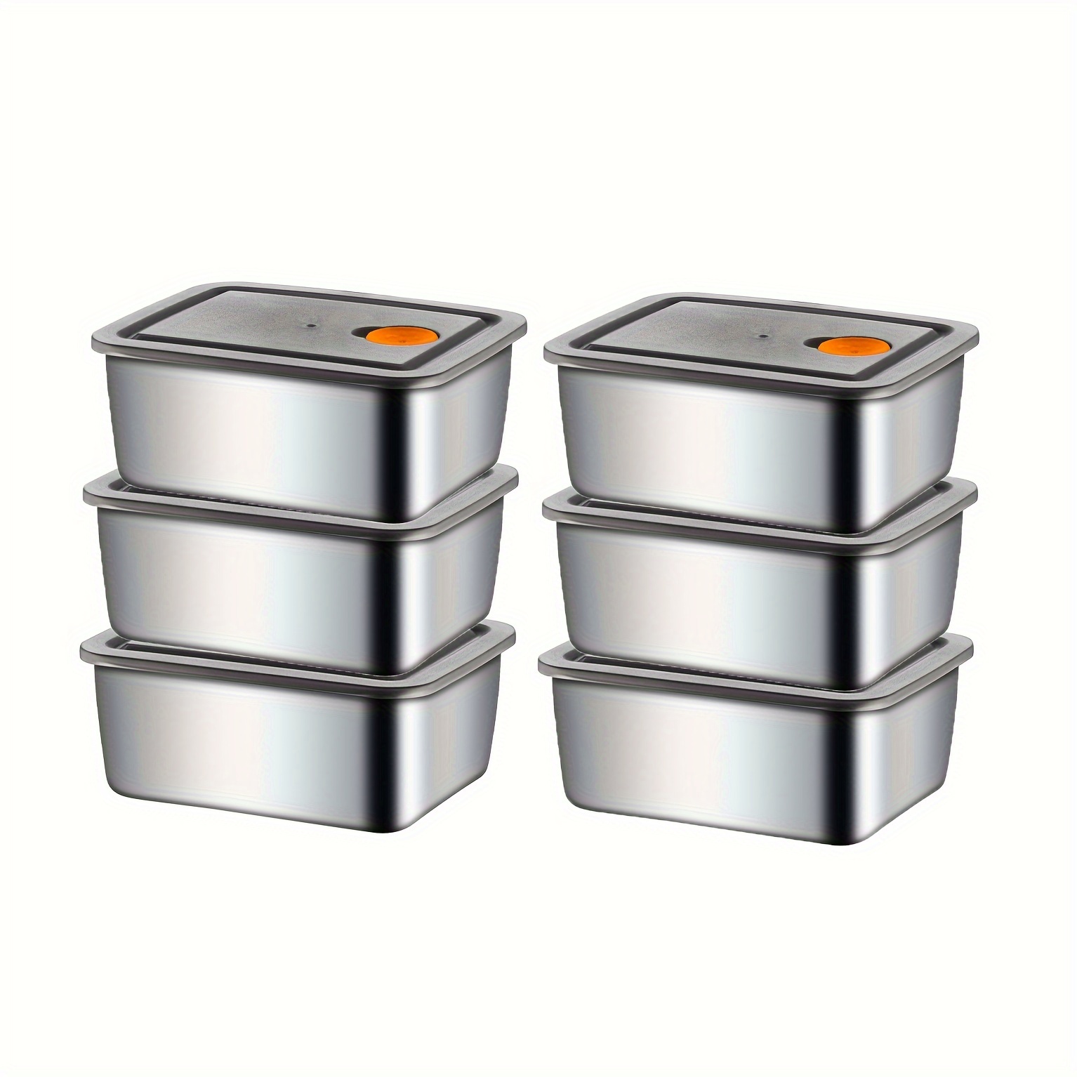 

Stainless Steel Food Storage Containers Set - Hand-wash Clip-on Seal Lids, Reusable Square Multipurpose Containers For Home, Picnic, Restaurant - No Electricity Needed, Available In 1/2/5/6pcs