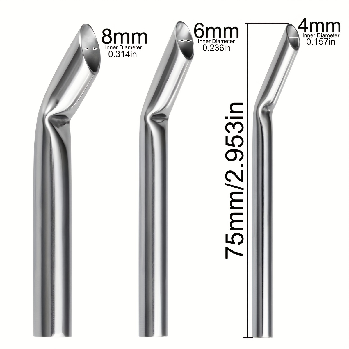 E-shop 1/3 Stück Schrägbiegung Edelstahl Piercing-Nadel Aufnahmerohr Schmuck Piercer Halterung Werkzeug Sicher für Ohr Nase Lippe Bauchnabel