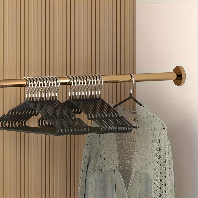 

10pcs Non-slip Metal Hangers With , Heavy Duty Space-saving Clothes Rack Organizer For Closet And Wardrobe, Other Material Hangers Set For Home Storage And Organization