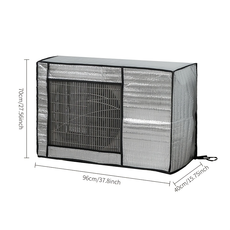 TEMU Universal Double-layer Thickened Air Conditioner Outdoor Unit Cover, Aluminum Foil Surface Heat Insulation And Uv Protection, Special Protective