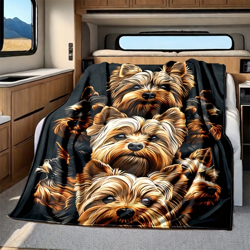 

Yorkshire Terrier Dog Pattern Soft Flannel Car Nap Blanket - Polyester For Vehicle Interior Accessories