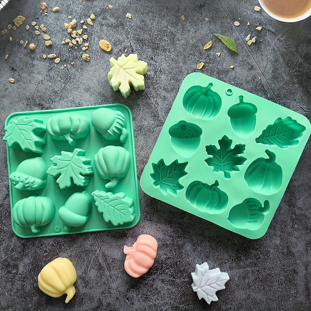 

Festive 9-cavity Silicone Mold For Halloween: Pumpkins, Leaves, Acorns - Perfect For Candy, Chocolate, Or Cake Decorations