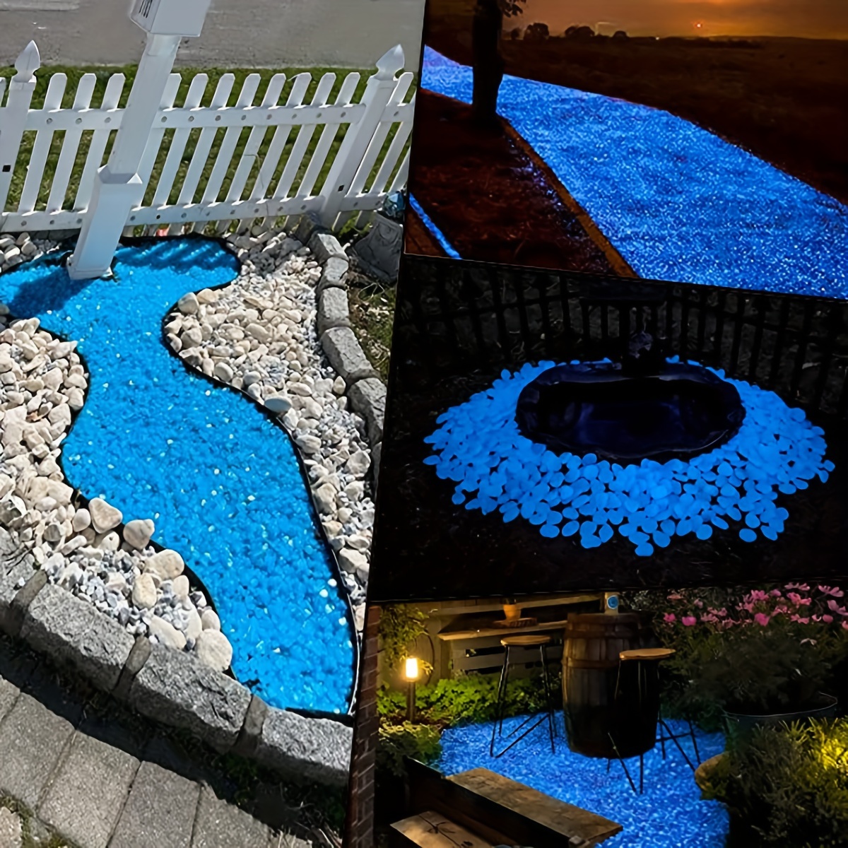 

200 Pack Resin Glow In The Dark Pebbles For Outdoor Decor, Garden Lawn Stones, Aquarium, Walkways, Fish Tank, Pathway, Solar Or Light Charged, Reusable Luminous Gravel, Multi-colored