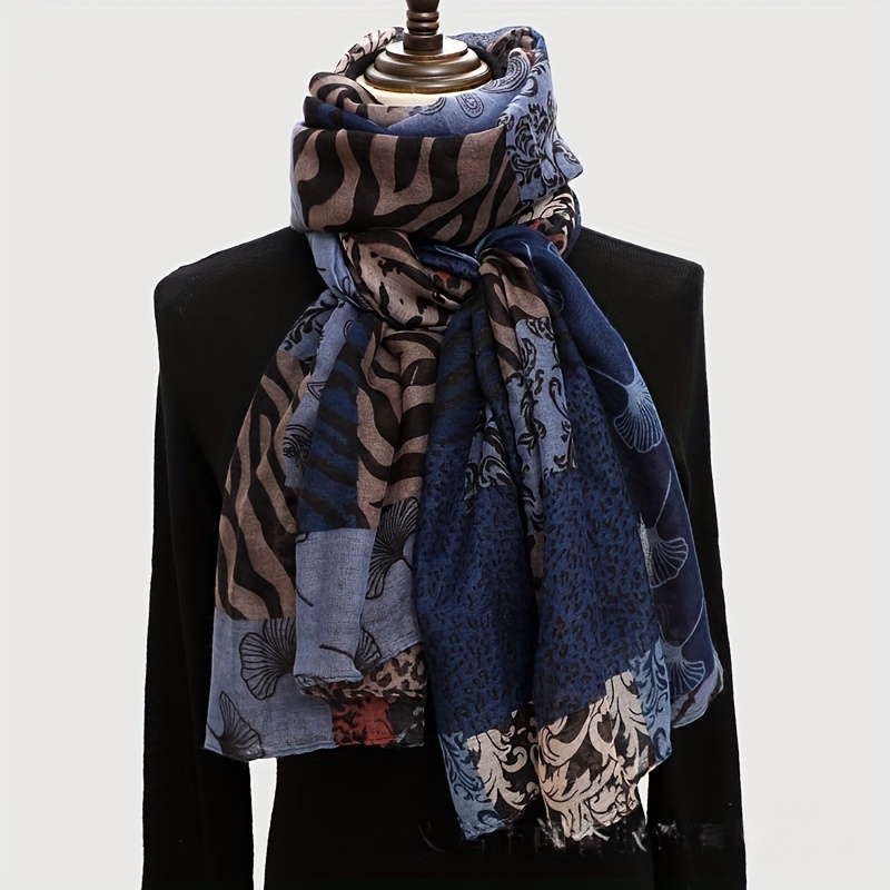 Women's Leopard Print Scarf - Chiffon Shawl, Warm And Cold-proof Bohemian Style Scarf Neck Warmer