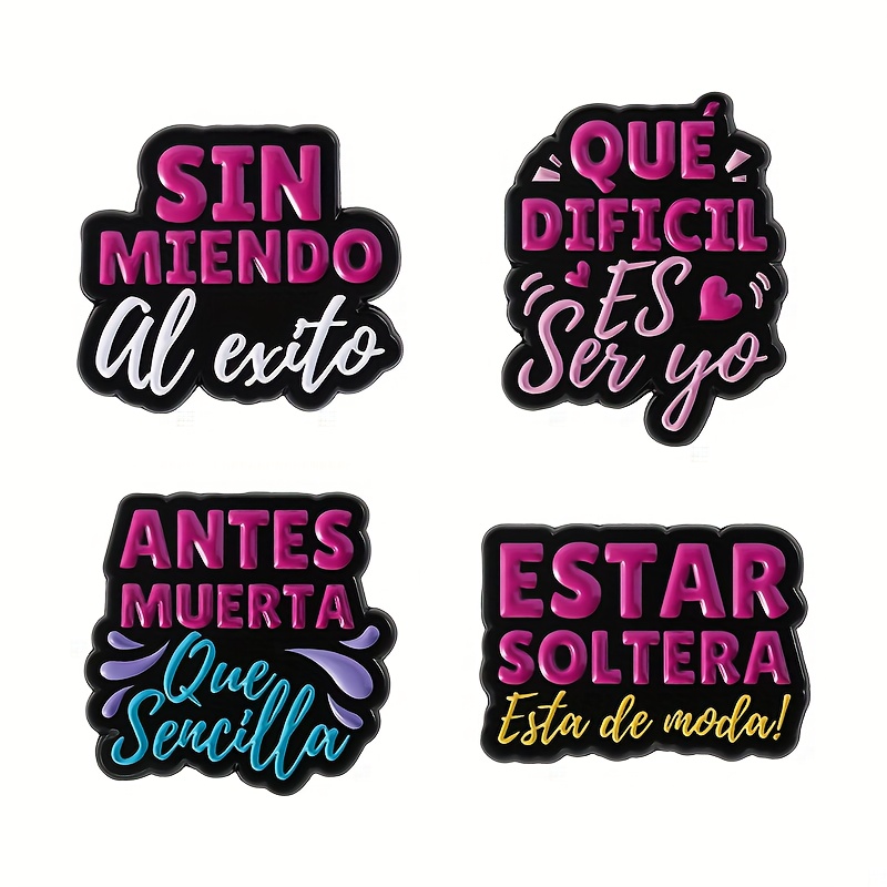 TEMU 4 piezas OPPRYN creativa y con texto en español, broche único de esmalte para y familiares, regalo especial. Regalo ideal para ocasiones