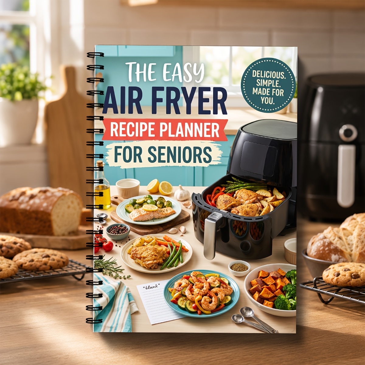 TEMU Easy-to-use Air Fryer Recipe Book & Planner Suitable For Seniors And Beginners, Low-oil Cooking Log With Meal Planner Pages, Healthy Air Fryer