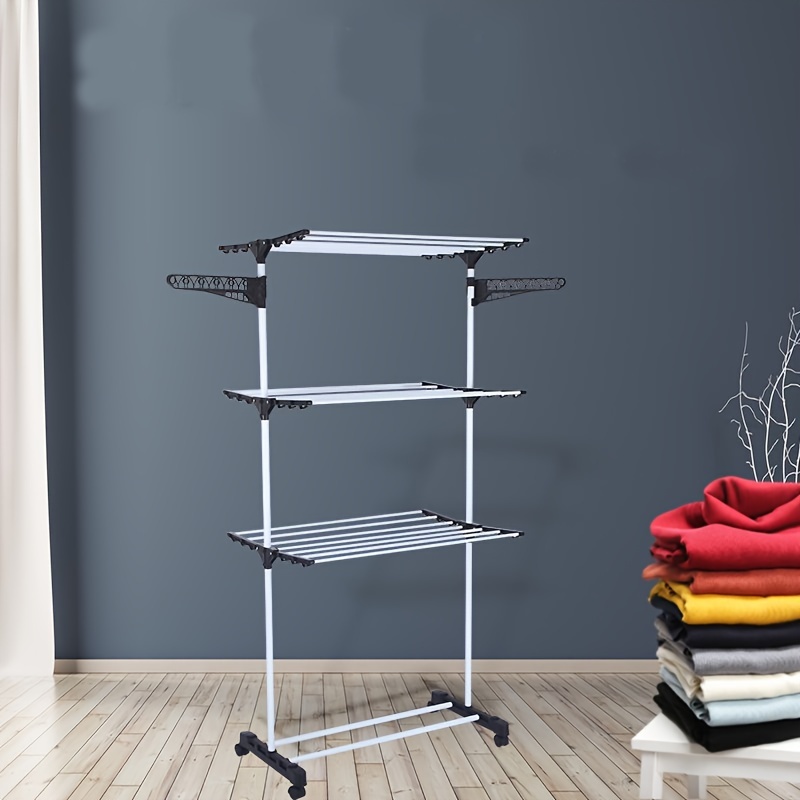 

Versatile Multi-layer Clothes & Towel Drying Rack - Stainless Steel, Foldable & Extendable Floor Stand For Home Storage