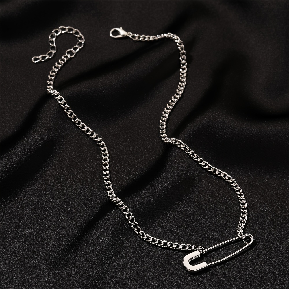 TEMU 1pc Collier Pendentif Trombone Minimaliste de Haute Qualité pour Femme, Chaîne Cubaine en Acier Inoxydable avec Épingle Dorée Unique