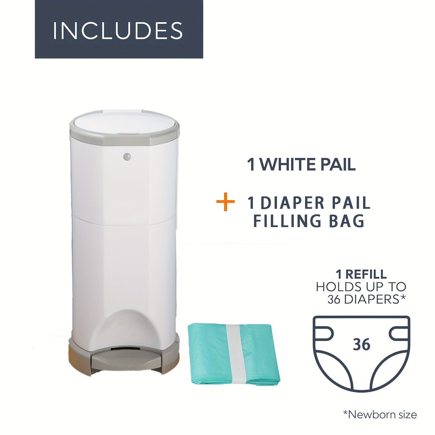 

Diaper Bucket With Free Filling Bag Classic Diaper Bucket | White | Simple And | Complete In | Change Bag In