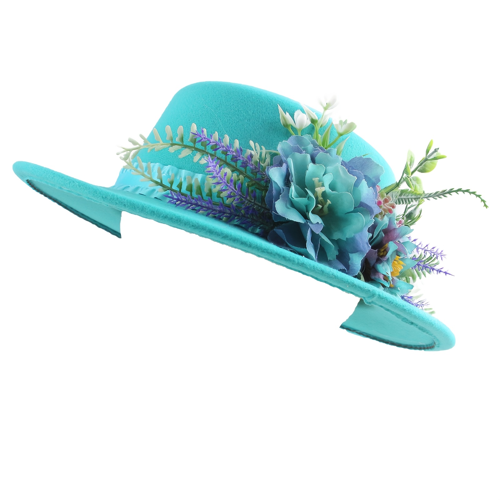 1pc womens stylish wide brimmed hat in lake blue floral  display picture 1
