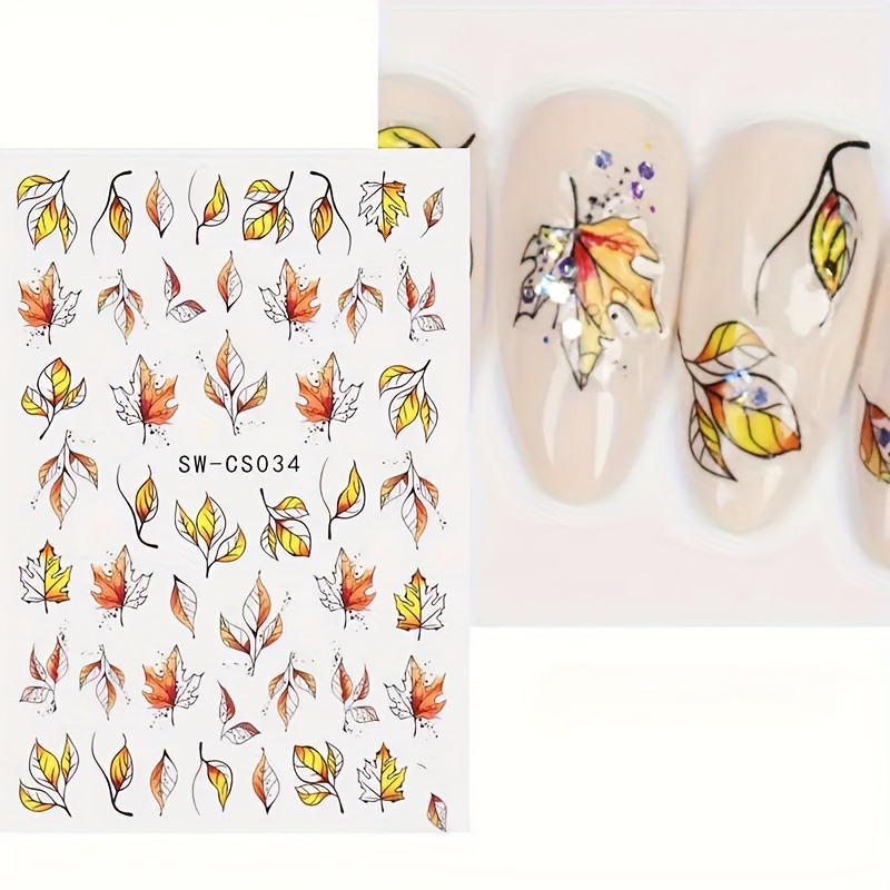 Nail Stickers Featuring Autumn And Falling Foliage