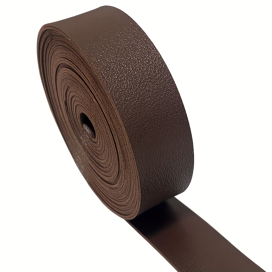TEMU 1 Roll Pu Faux Leather Textured Flat Faux Leather Strip (251cm X 2.5cm) Reversible Faux Leather Suitable For Handmade Watch Straps Belts