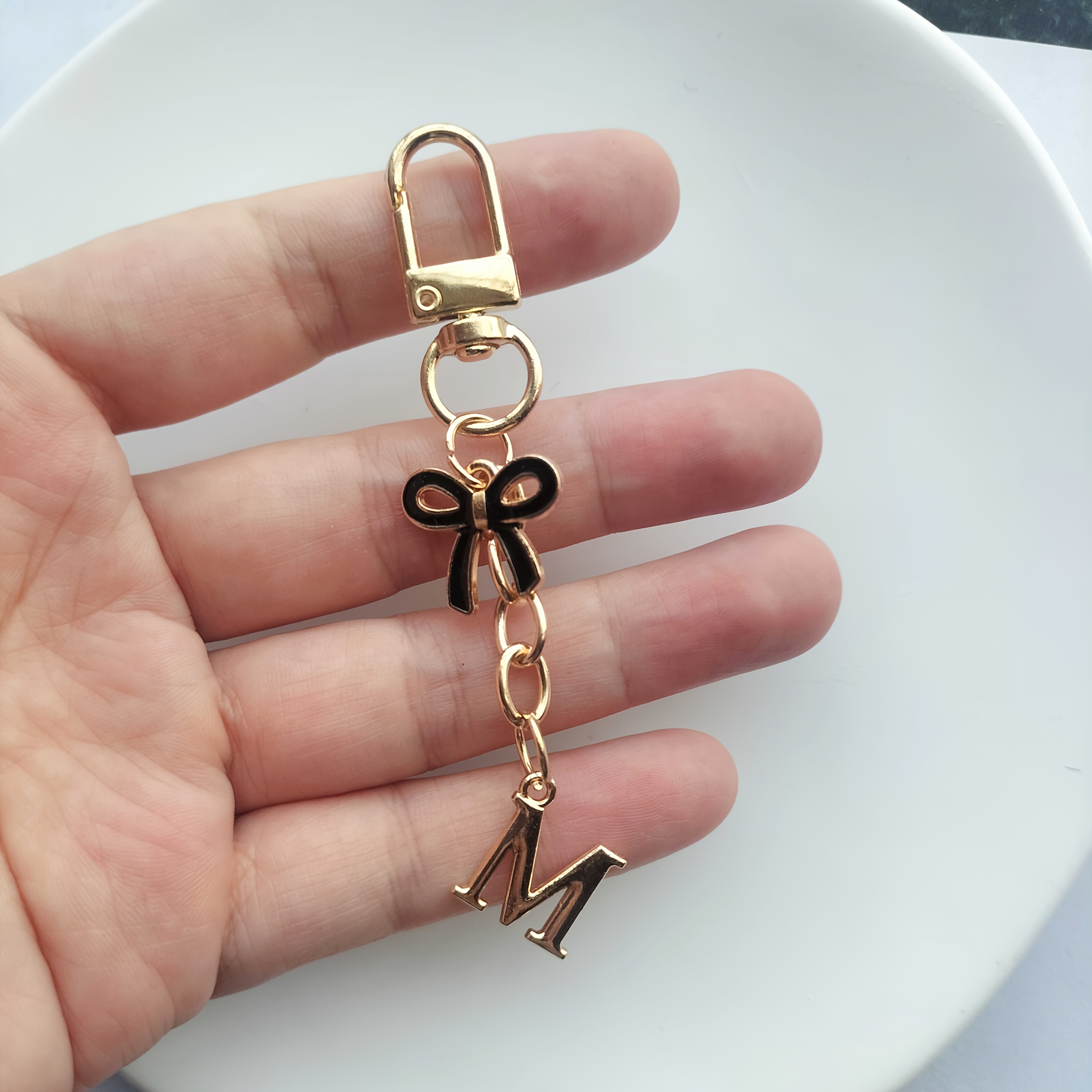 TEMU 1pc Exquisite Bow Tie/bow Tie A-z Letter Key Chain Pendant, Suitable For Bag/backpack/car Key Pendant, Graduation Season///holiday Small