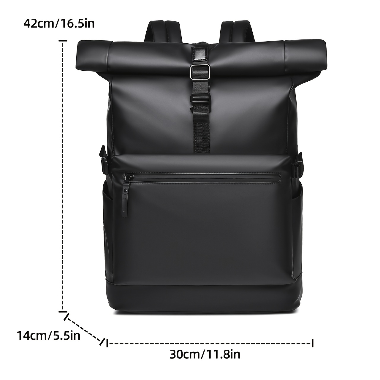 Men's Large-Capacity Roll-Top Backpack Compatible for 15.6 Laptop, Expandable Commuter Bag with Multi-Compartment Tablet & Side Pockets, Adjustable Shoulder Straps & Roll-Top Closure, Lightweight Breathable School Bag for Travel