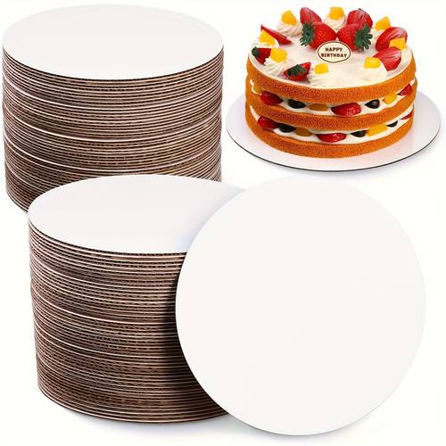 50 pack round cake boards circle cardboard base boards grease proof cardboard disposable for baking cake pizza 8 inch
