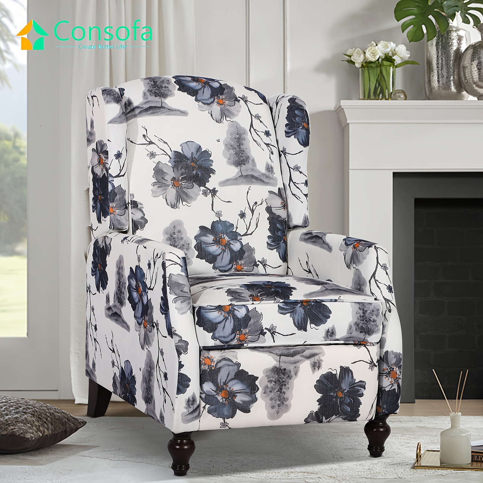 Floral Reclining Chair Ethel Multi-Color Floral Recliner Chair Elm