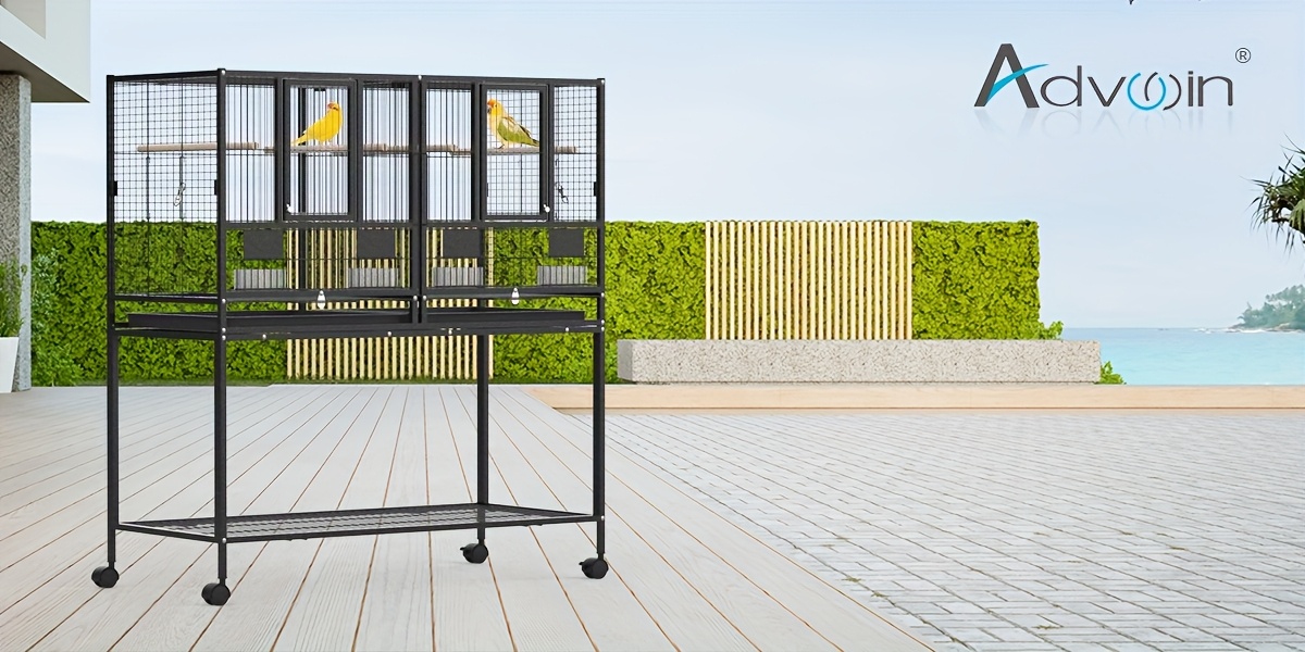     large bird cage 106 5x95x45cm 4 perches aviary parrot budgie stand alone wheels w brake Product details 0