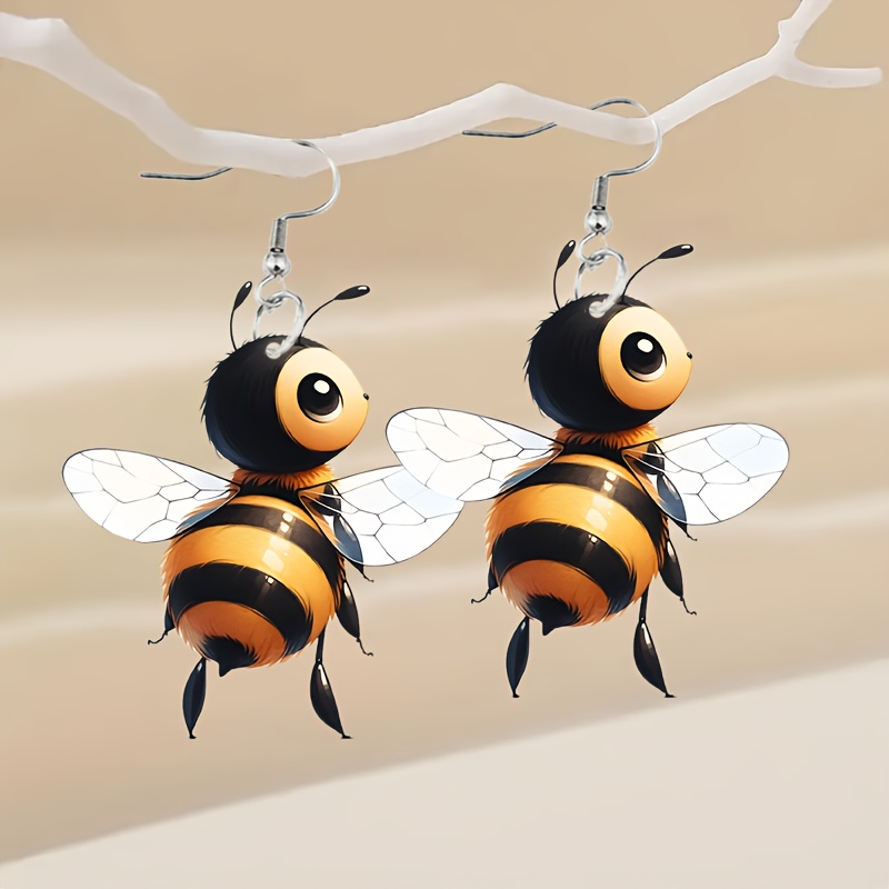 

Bee Cartoon Acrylic Earrings - Lightweight, & Casual Attire Or Party Gifts