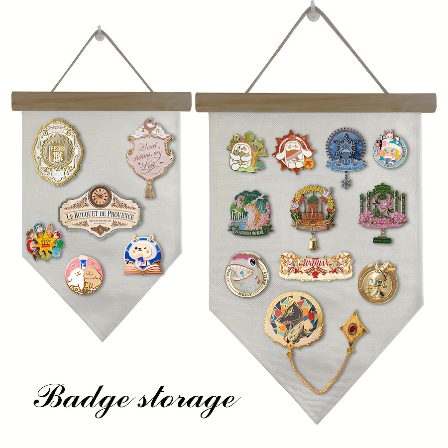 

1pc Enamel Pin Display Banner High Quality Canvas Vintage Wall Hanging Storage Rack For Collecting Collar Badges Jewelry Pins And Buttons Easy To Display, And