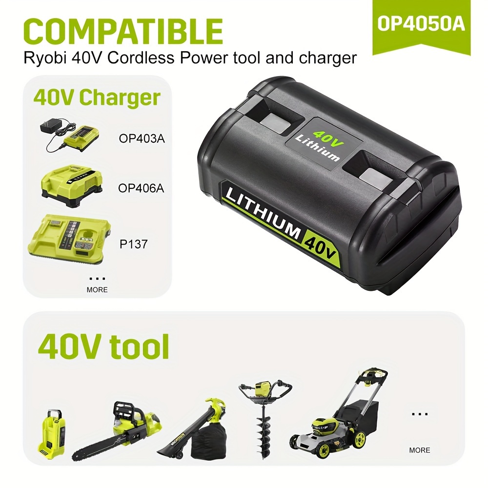 

New For Ryobi Op40404 40-volt Lithium-ion 6.0 Ah High Capacity Op4026 Battery Us