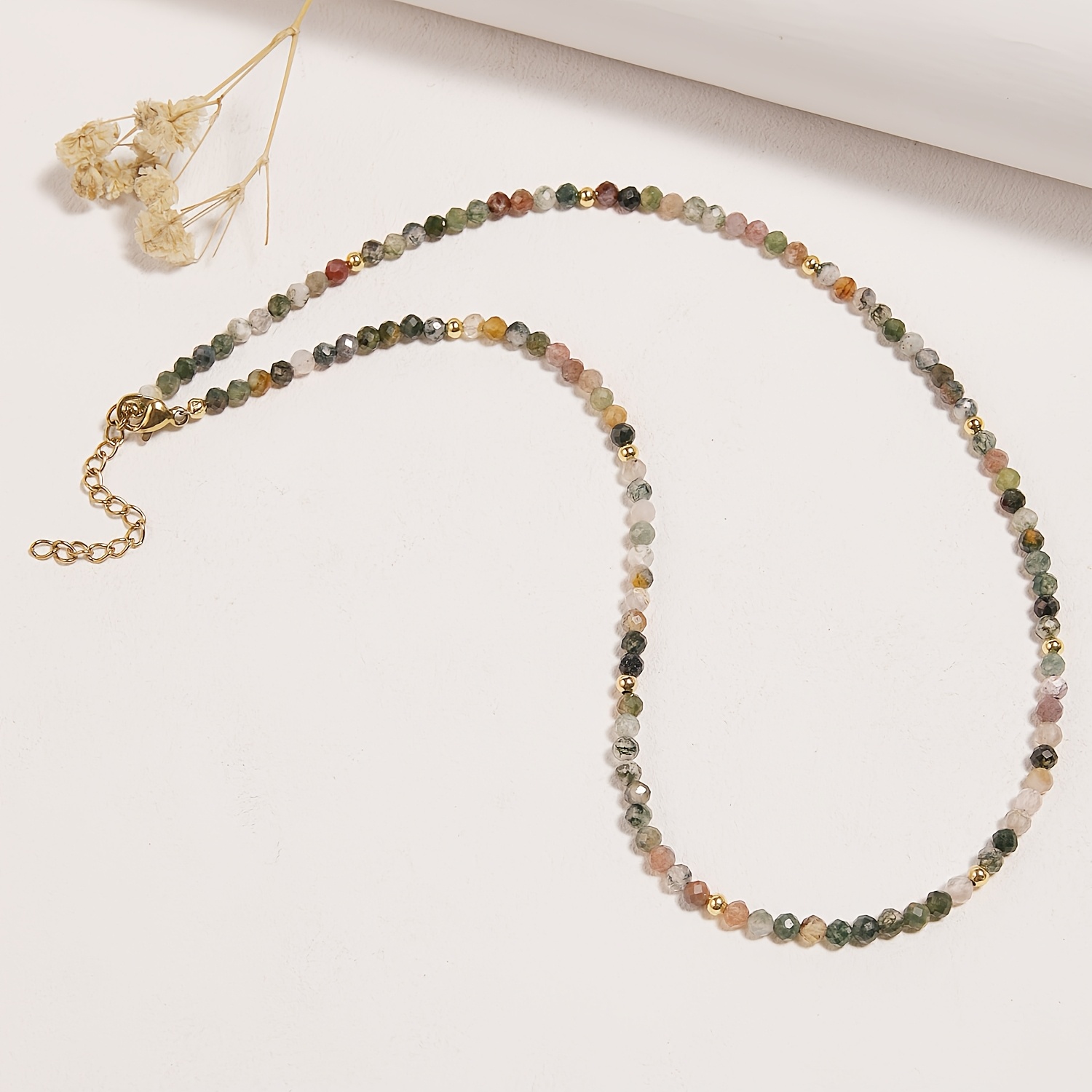 1pc Women's Trendy Amazonite Necklace - Natural Stone Pendant With A Cut For Fashionable Jewelry