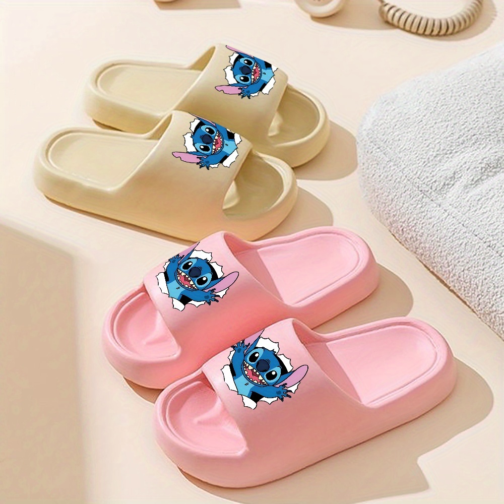 Disney Stitch EVA Slippers for Kids - Comfortable, Thick Sole, Cartoon Design, Perfect for Beach & Bathroom Play, Four Seasons Wear, Slip-On Style, Beach Slippers | Playful Design | EVA Material, Beach Accessories