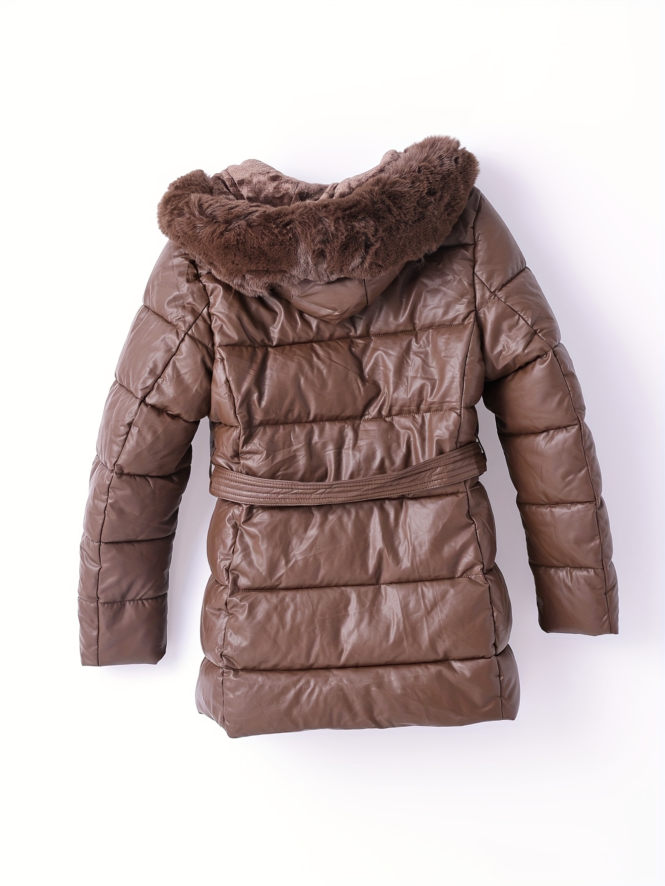 Elegante dames winterjas met faux fur capuchon - Lange mouwen