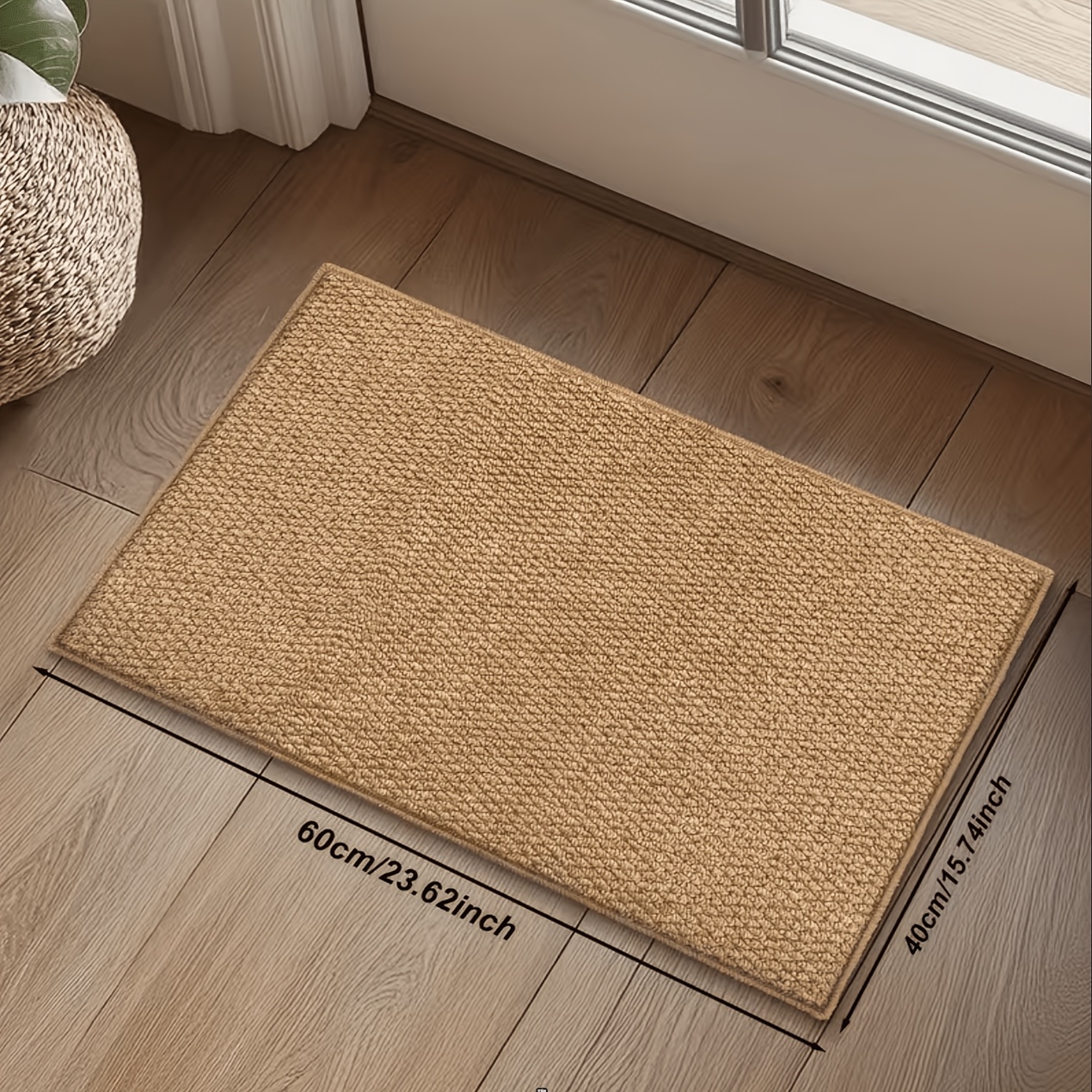 TEMU 1pc, Brown Pineapple Weave Rug, Faux Jute Carpet, Solid Color Rug, Living Room Mid-century Retro Style, Faux Jute Premium Bedroom Mat, Washable