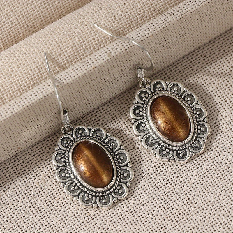 Vintage Copper Silvery Handmade Earring Daily Wearable Earrings In Oval Shape Boho Earrings Gift For Her